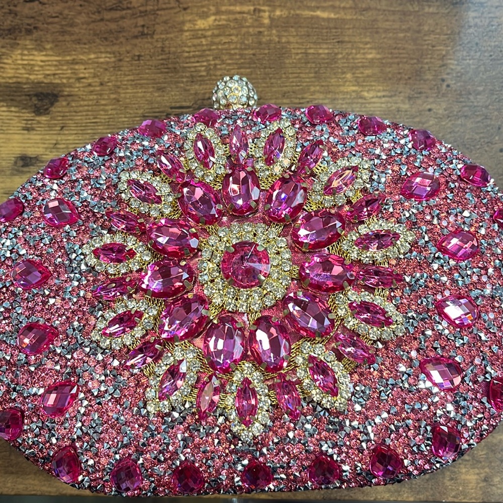 Rama Pink Jeweled Clutch